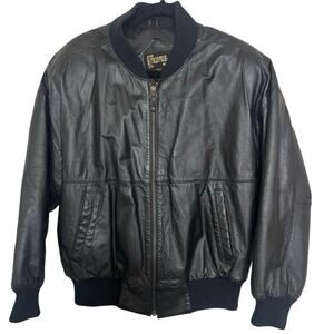 Vintage Otellopelle Black Leather Bomber Jacket Men’s Medium | Made in Korea